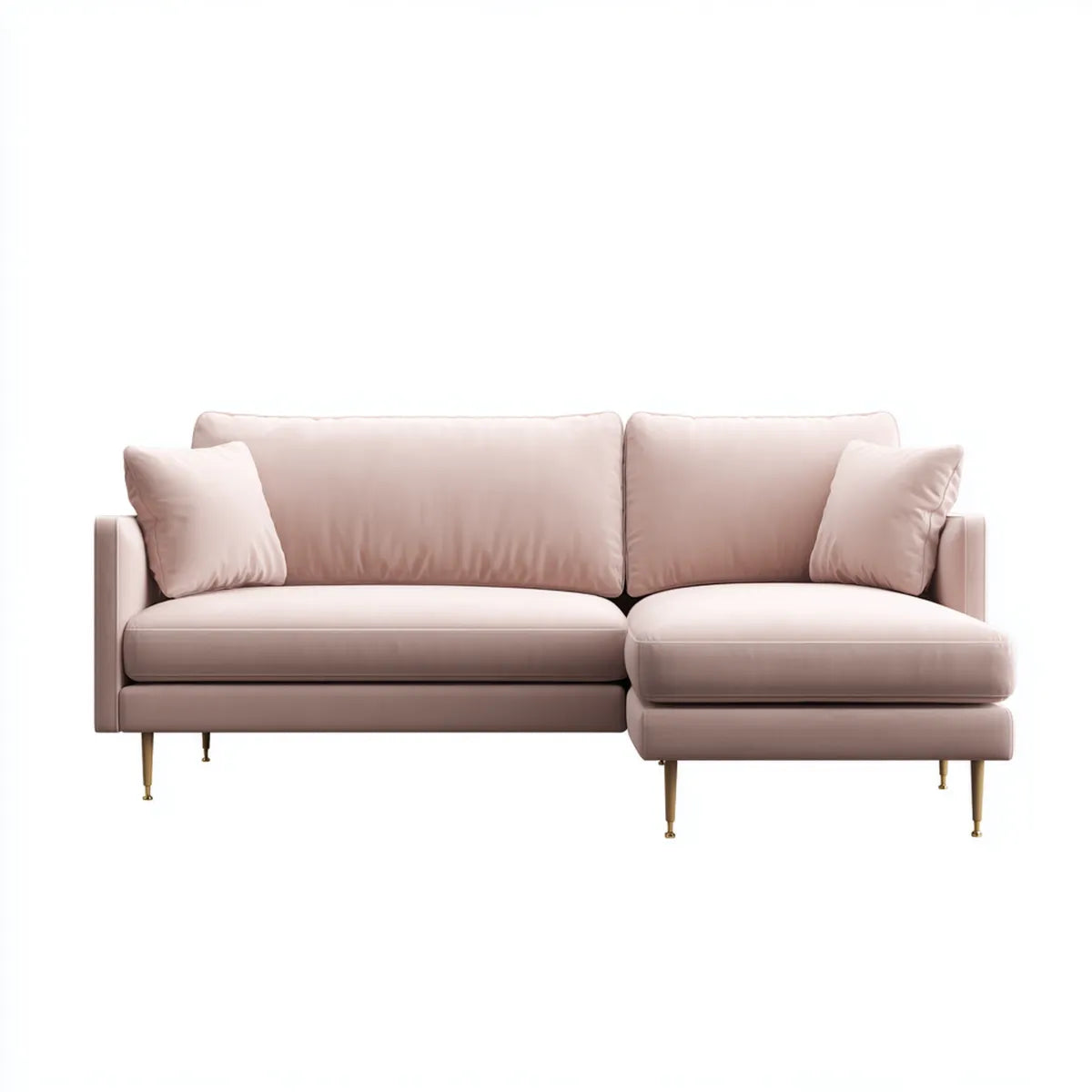 Sofa, Kanapa narożna kształt litery L różowy 240 x 160 x 85 cm z tapicerką poliestrową i metalowe nóżki