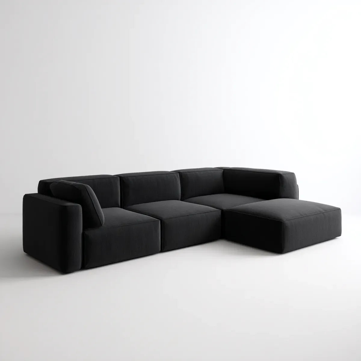 Sofa, Kanapa narożna z szezlongiem Czarna 280 x 170 x 72 cm poliestrowa poduszka na pianę