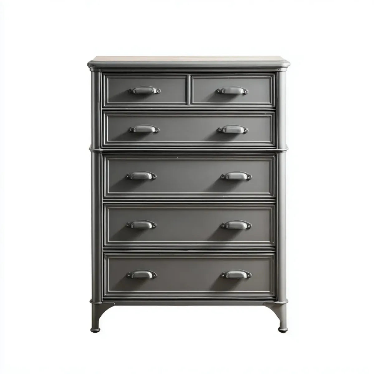 Komoda, Kommode 6 szuflady szary antracyt prostokątna MDF 90 x 45 x 120 cm