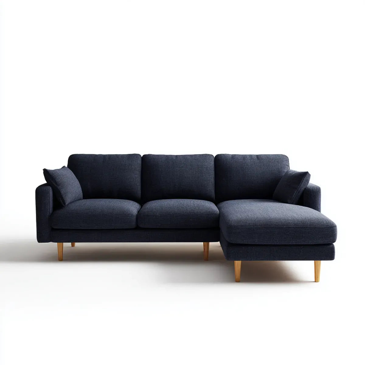 Sofa, Kanapa narożna z recyrem na prawym niebieskim ciemnym kolorze 250 x 160 x 85 cm Polyester 3-osobowa
