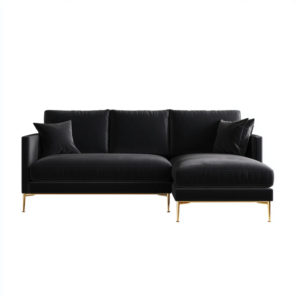 Sofa, Kanapa narożna z szezlongiem Czarna 260 x 160 cm sztuczna skóra PU