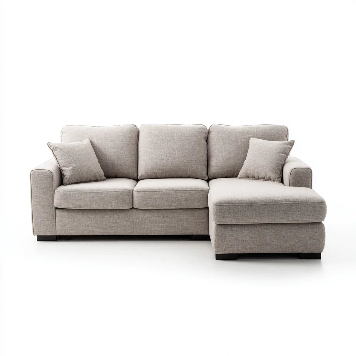 Sofa, Kanapa narożna z jasnoszarym zwrotnikiem 250 x 160 x 85 cm poliestrowy kształt L