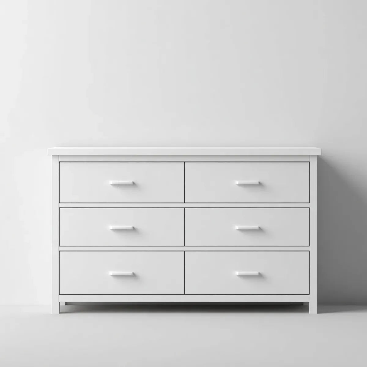 Komoda, Białe 6 szuflady przedział 140 x 40 x 90 cm w prostokątnych panelach MDF