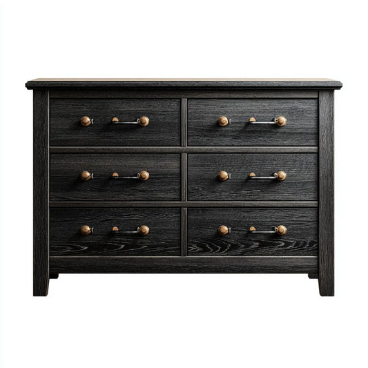 Komoda, Kostiumy z 6 szufladami Czarna 120 x 40 x 90 cm drewna oparte prostokątne