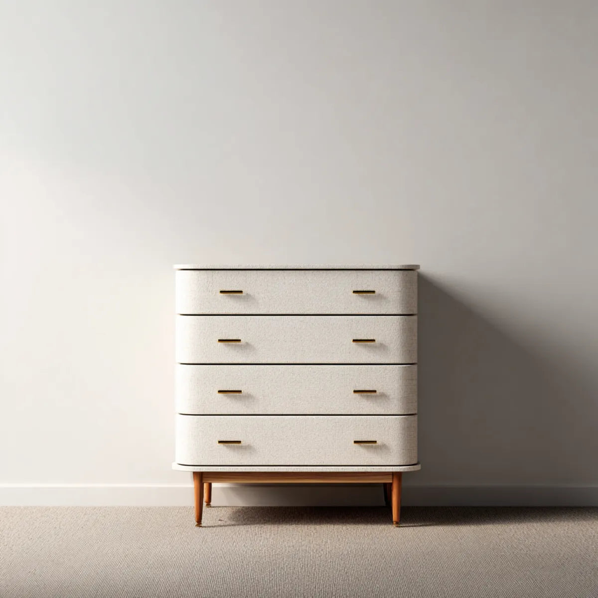 Komoda, Klatka piersiowa z 4 beżowymi szufladami 90 x 45 x 96 cm poliestrowy MDF