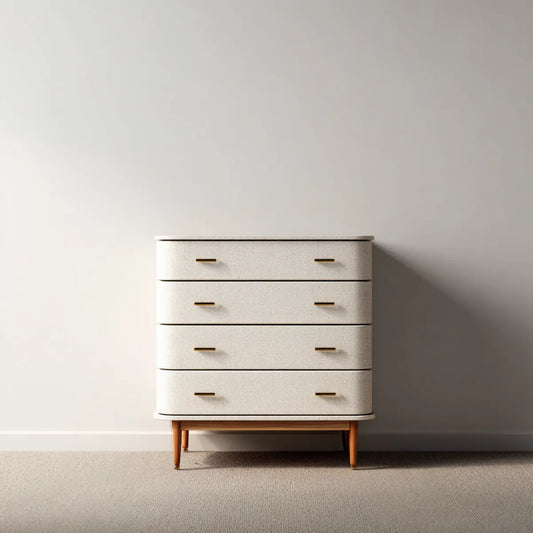 Komoda, Klatka piersiowa z 4 beżowymi szufladami 90 x 45 x 96 cm poliestrowy MDF