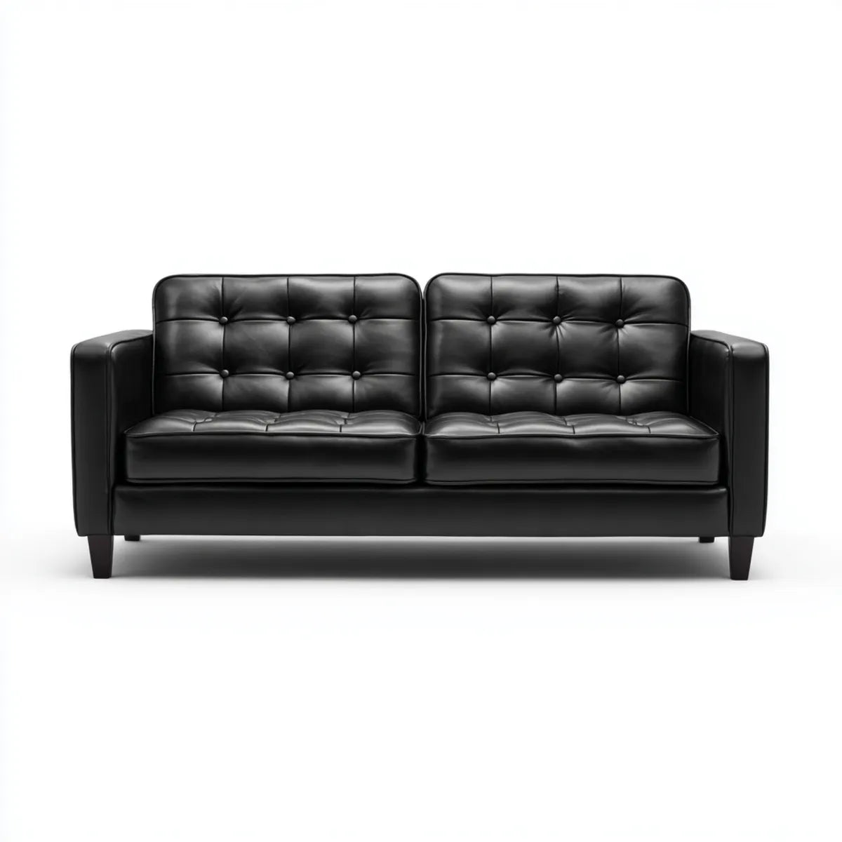 sofa 2-osobowa czarna wykonana ze sztucznej skóry PU prostokątna 170 x 82 x 84 cm