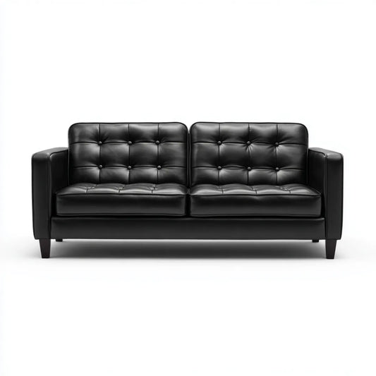 sofa 2-osobowa czarna wykonana ze sztucznej skóry PU prostokątna 170 x 82 x 84 cm