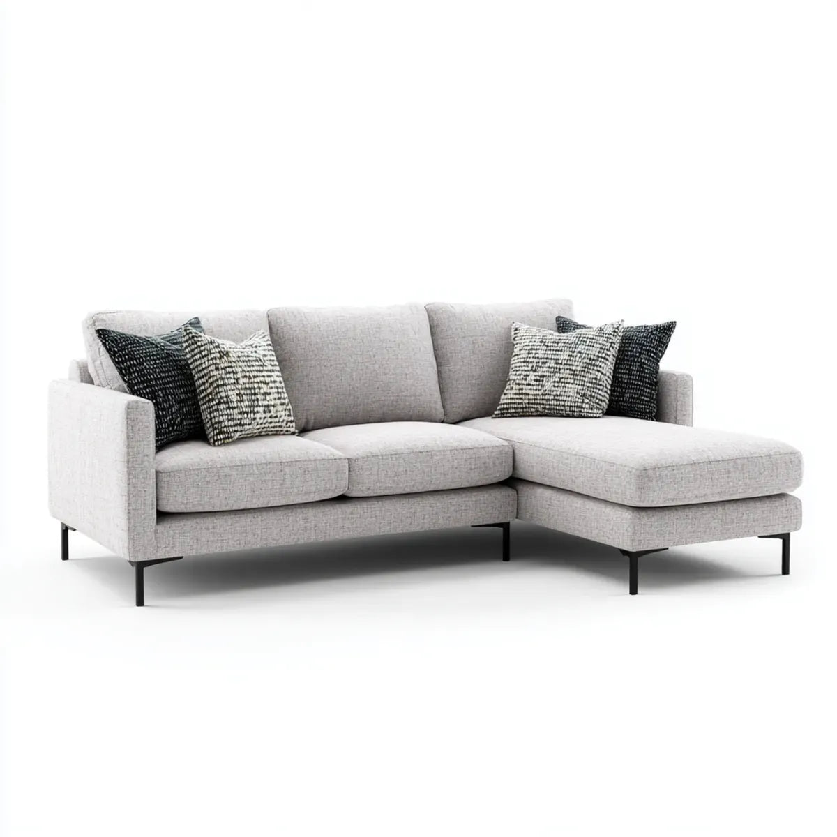 Sofa, Kanapa narożna z jasnoszarym dzbankiem 240 x 160 x 85 cm pianka poliestrowa prostokątna