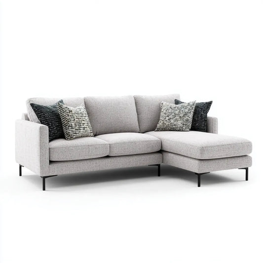 Sofa, Kanapa narożna z jasnoszarym dzbankiem 240 x 160 x 85 cm pianka poliestrowa prostokątna