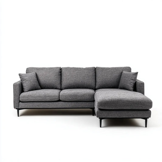 Sofa, Kanapa narożna z szarym, odkurzaczem 260 x 160 cm poliestrowym kształtem L