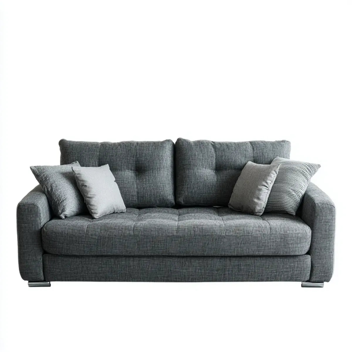 Sofa, 2-fotela szara 190 x 90 x 85 cm poliestrowa tkanina prostokątna