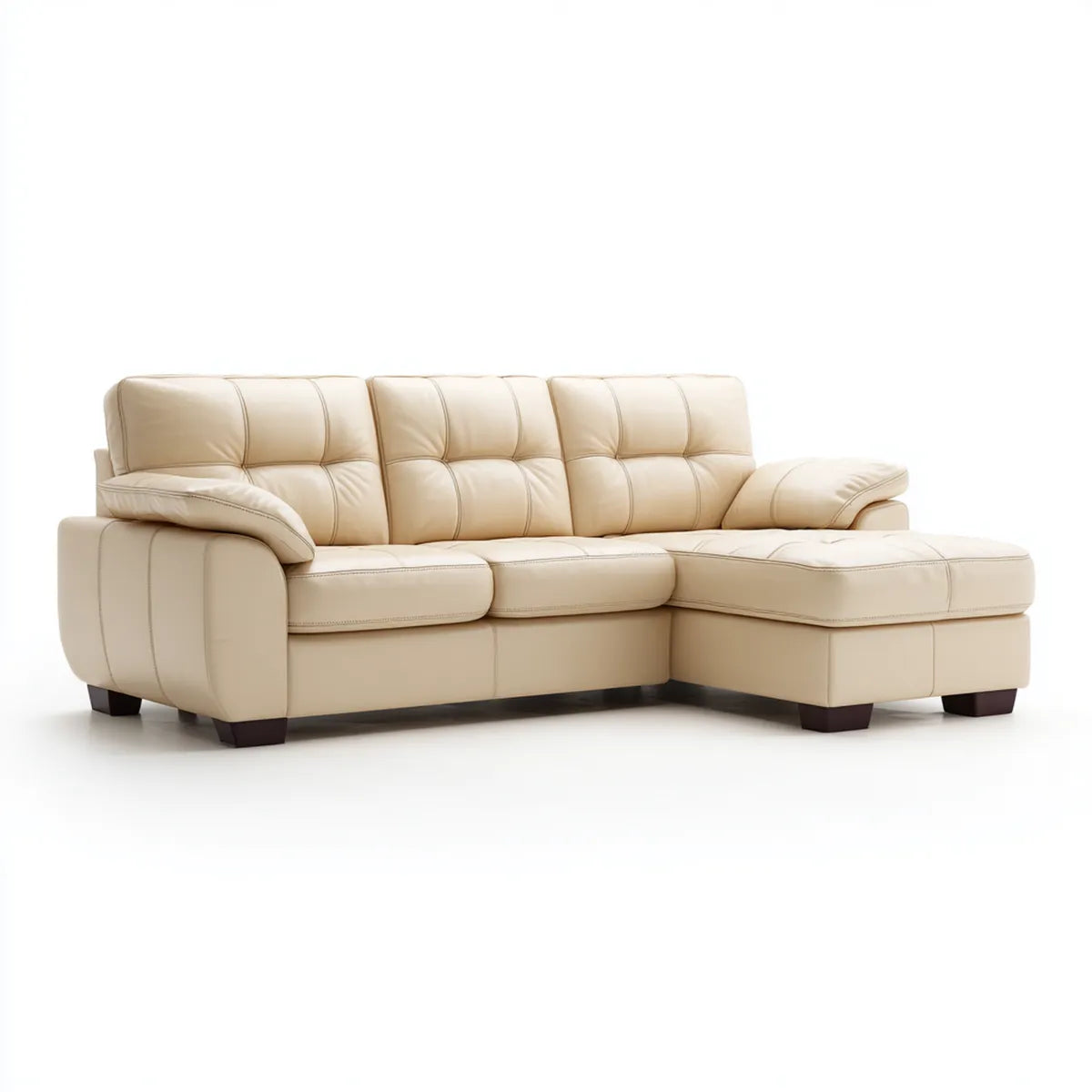 Sofa narożna z kremem z prawej strony 270 x 165 x 92 cm PU sztuczna skóra kształt litery L