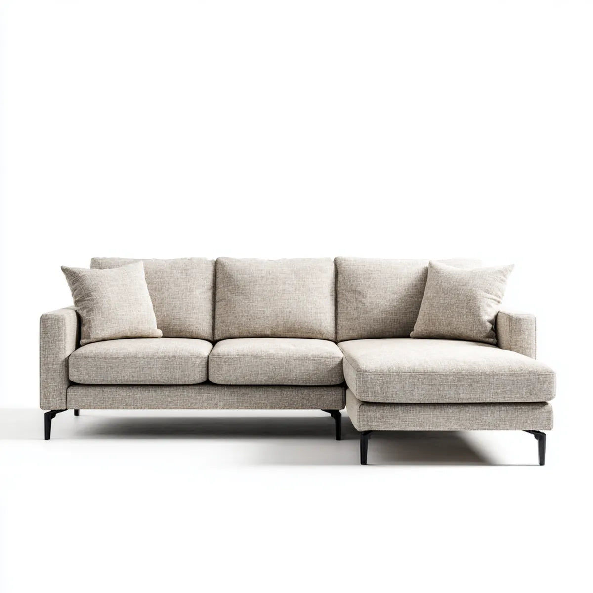 Sofa, 3-fotela narożna kanapa beżowa z powrotem 270 x 160 x 85 cm poliestrowy tkanina prostokątna
