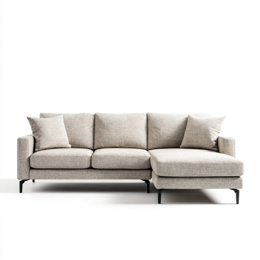 Sofa, 3-fotela narożna kanapa beżowa z powrotem 270 x 160 x 85 cm poliestrowy tkanina prostokątna