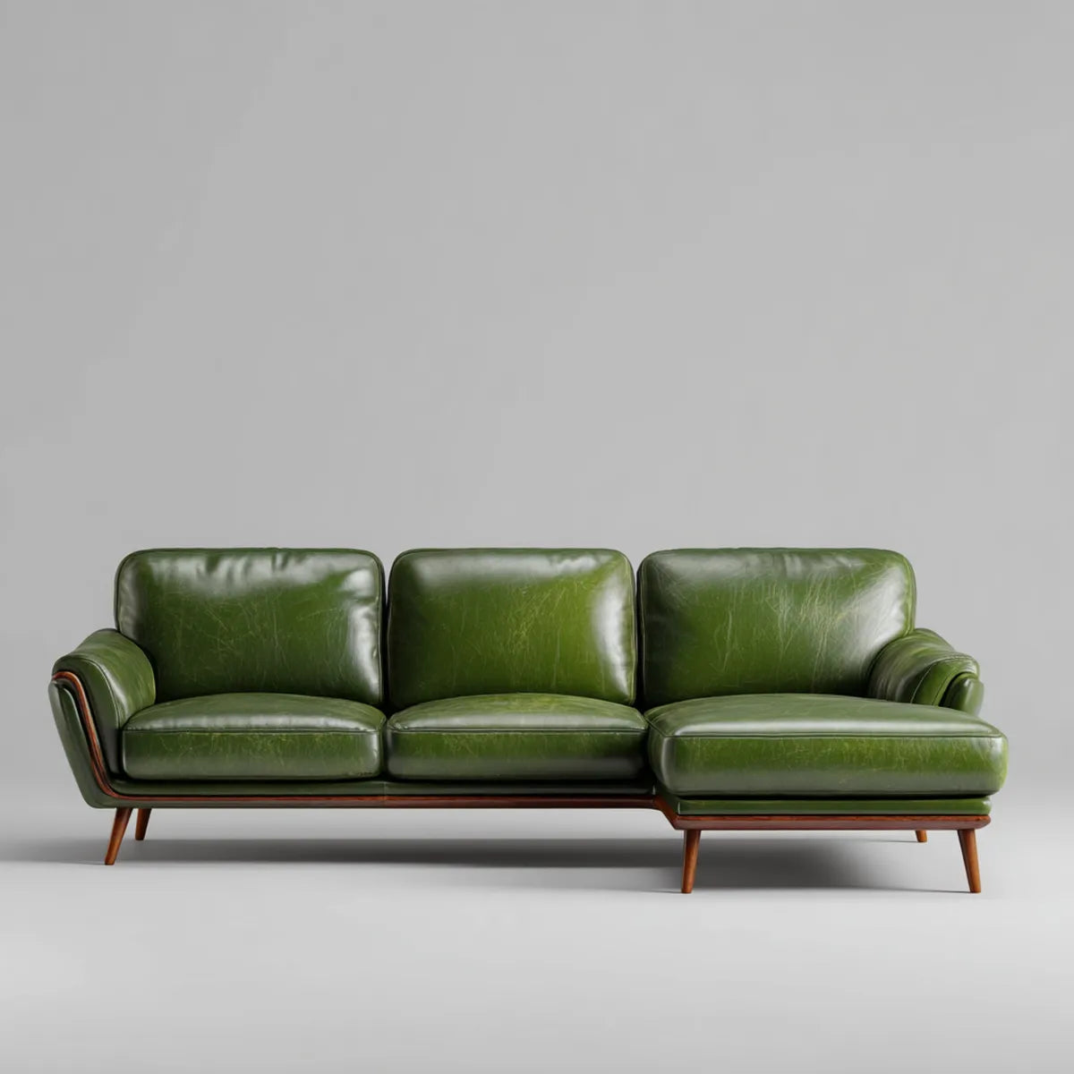 Sofa, 3- fotela oliwkowo-zielona 230 x 90 x 85 cm PU- sztuczna skóra prostokątna
