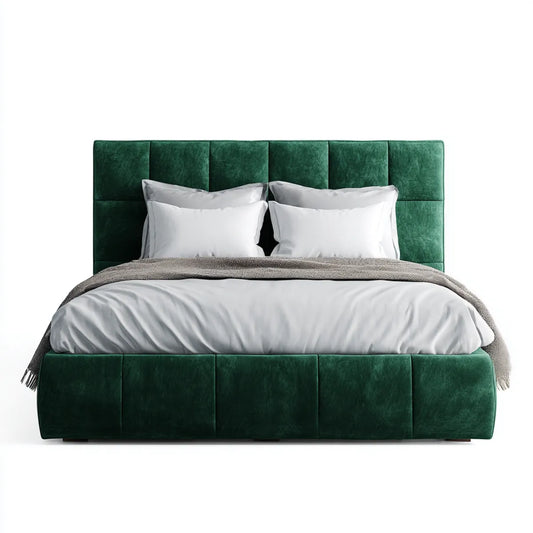 Łóżko podwójne tapicerowane Emerald zielony 180 x 200 cm poliester w tym prostokątny