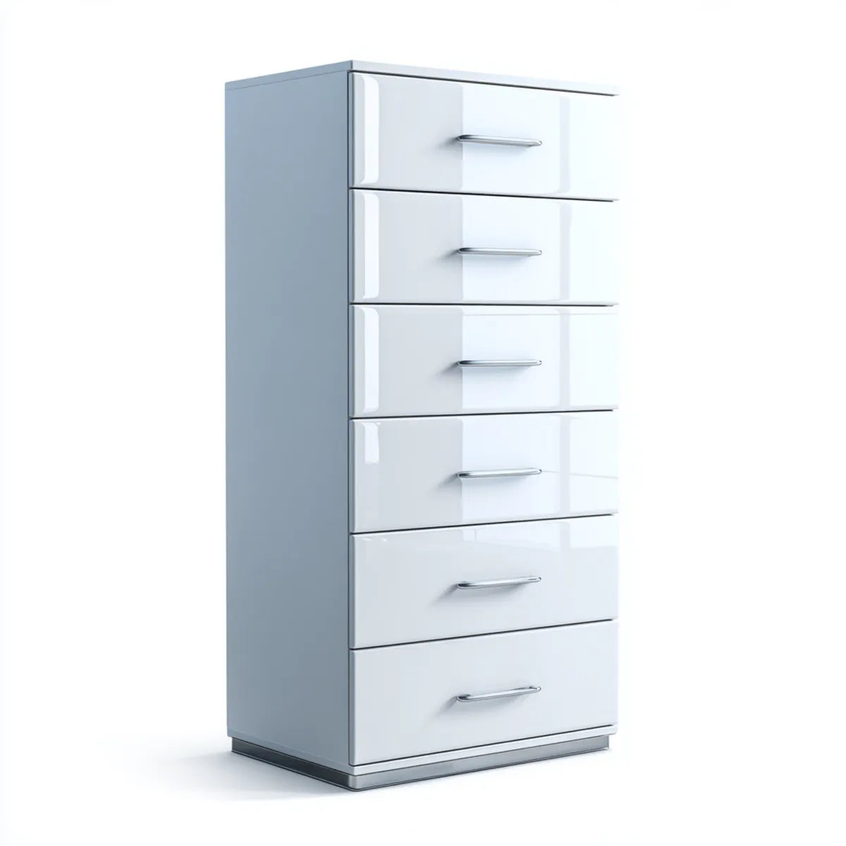 Komoda, Wysoki biały jasny komfort z 6 szufladami w MDF 60 x 40 x 120 cm prostokątna