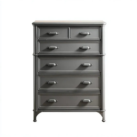 Komoda, Kommode 6 szuflady szary antracyt prostokątna MDF 90 x 45 x 120 cm