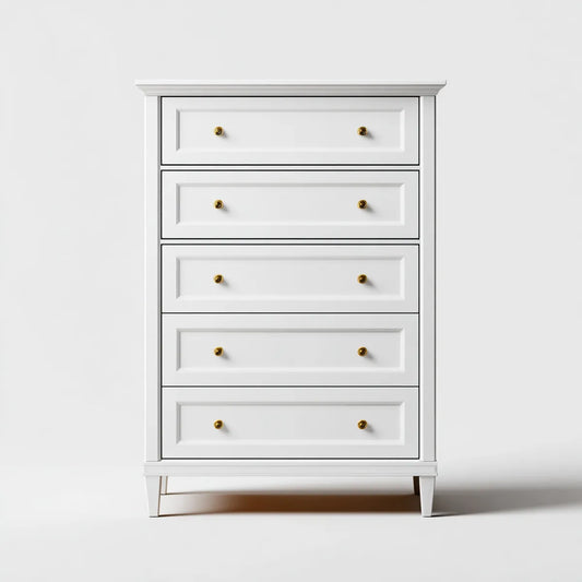 Komoda, Kommode 5 szuflady biały 80 x 45 x 120 cm prostokątna MDF