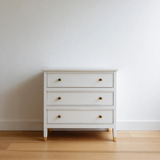 Komoda, Biała 3 szuflady przegródek w MDF 80 x 40 x 85 cm prostokątne panele
