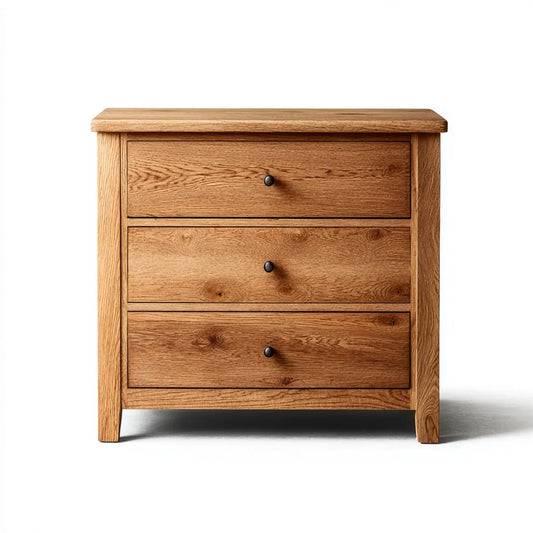 Komoda, Commode Dąb naturalny naturalna z 3 szufladami z dębu 90 x 45 x 90 cm prostokątna