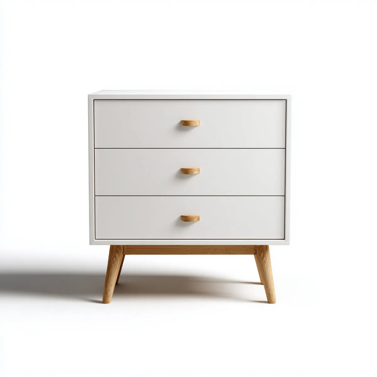 Komoda, Kommode z 3 szufladami Białe MDF i dębowe prostokątne 80 x 40 x 90 cm