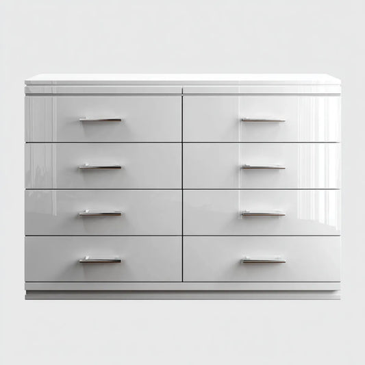 Komoda, Komora z 8 szufladami Biała 140 x 40 x 90 cm MDF prostokątna