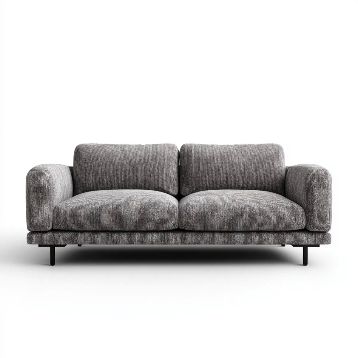 Sofa, 2-fotela szara 180 x 85 x 82 cm z tapicerką poliestrową i stalowe nogi prostokątne