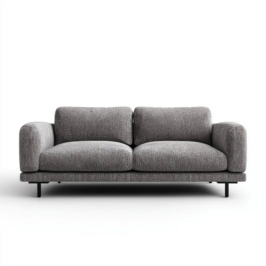 Sofa, 2-fotela szara 180 x 85 x 82 cm z tapicerką poliestrową i stalowe nogi prostokątne