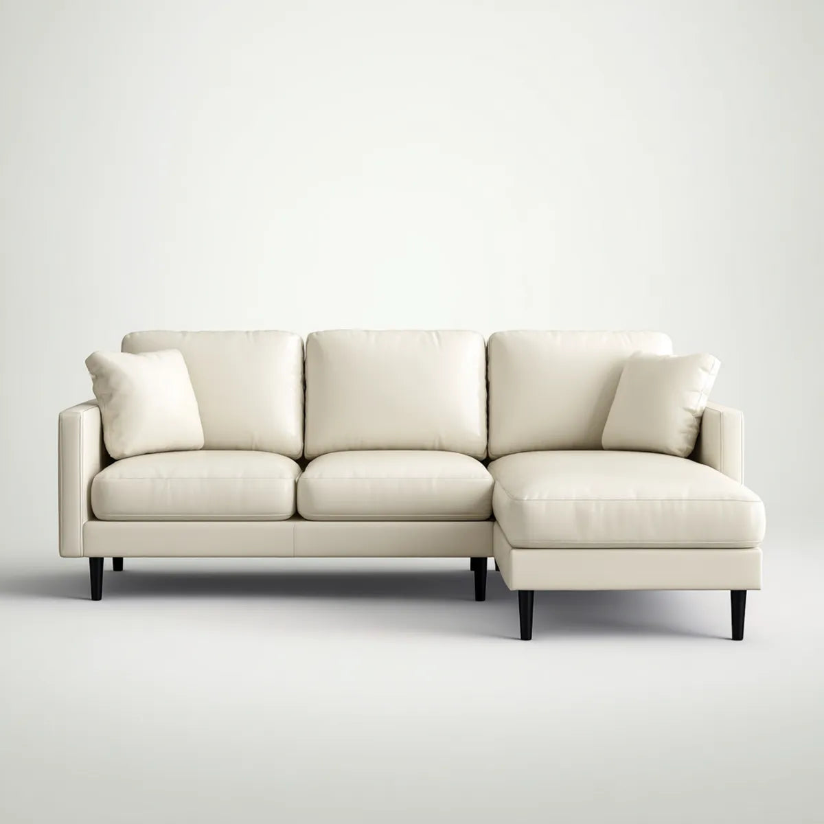 Sofa, Kanapa narożna z kremem szezlongiem prawy 270 x 160 cm sztuczna skóra 3- osobowy
