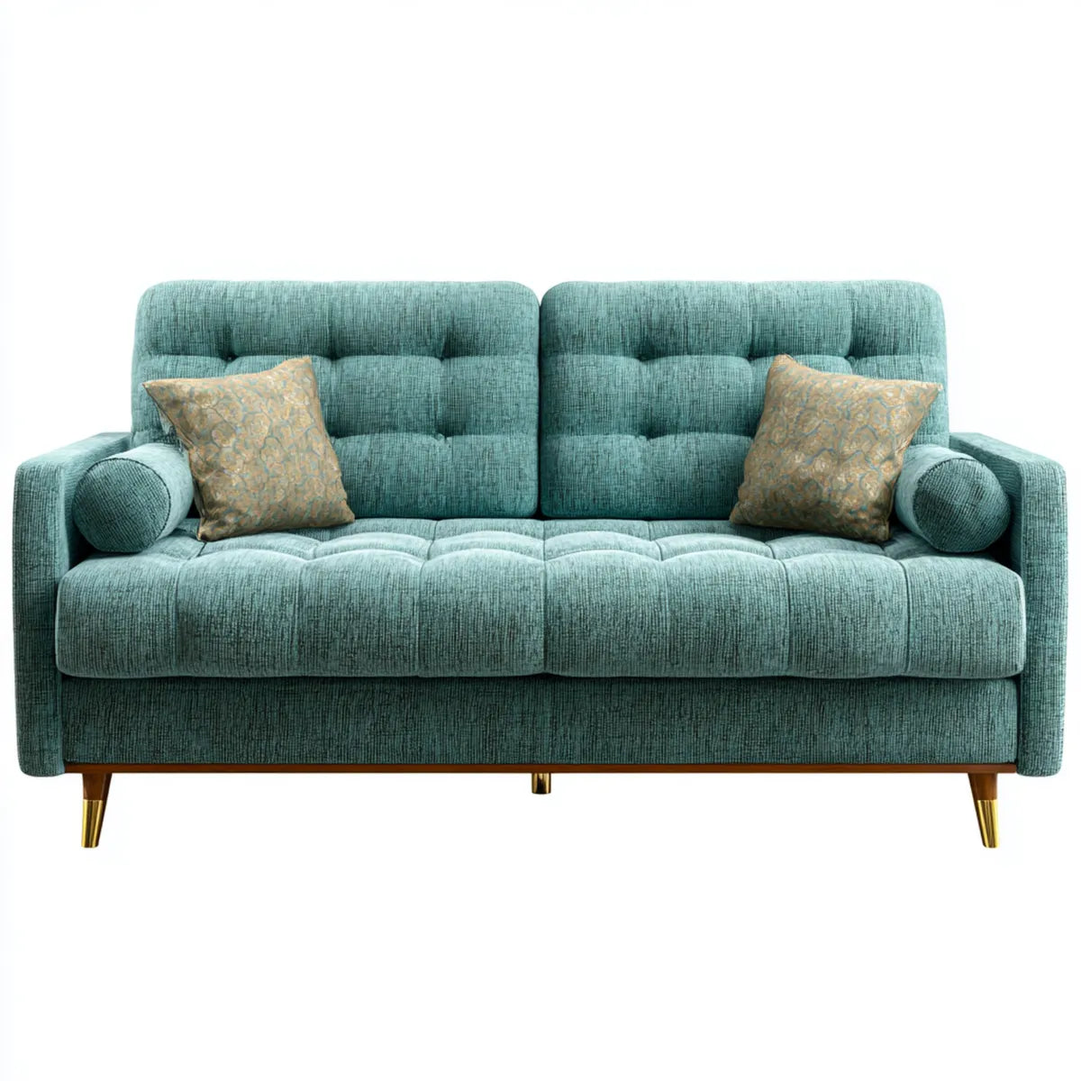 Sofa, 2-kanapa z korkiem turkusowym 208 x 90 x 88 cm poliester prostokątna