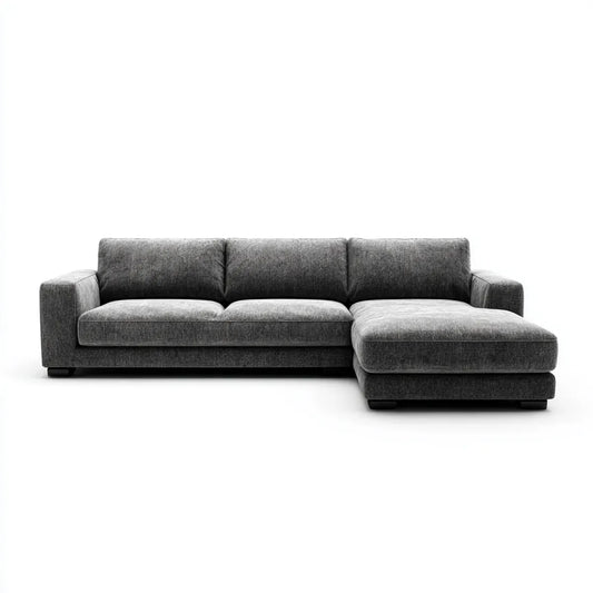Sofa, Kanapa narożna z prawym recyrkulatorem Ciemny szary 260 x 160 x 85 cm poliester kształt litery L