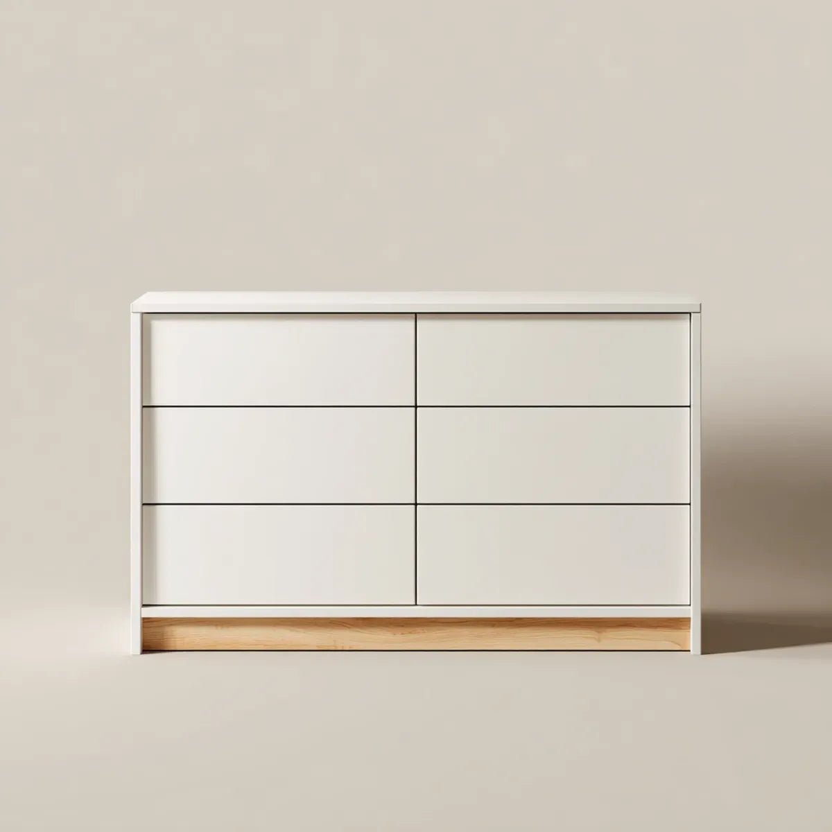 Komoda, Konmode 6 szuflady biały i naturalny prostokątna w MDF 120 x 40 x 80 cm