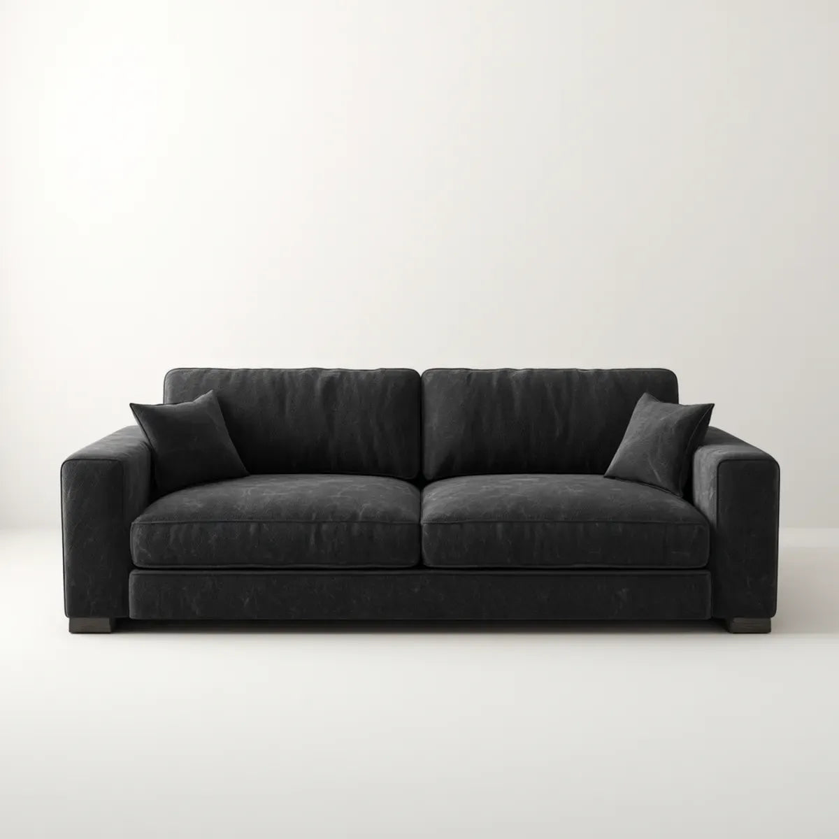 Sofa, 3- fotela czarny 220 x 95 x 88 cm poliestrowy mikrofiber prostokątna