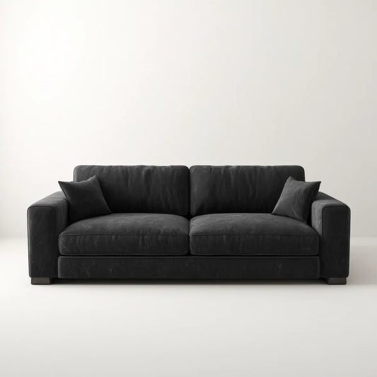 Sofa, 3- fotela czarny 220 x 95 x 88 cm poliestrowy mikrofiber prostokątna