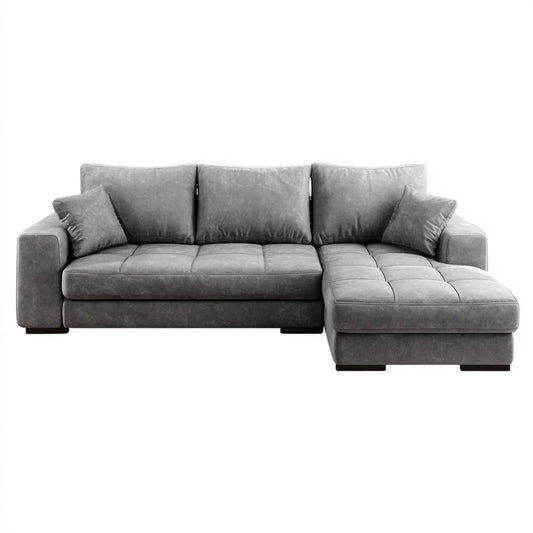 Sofa, Kanapa narożna z szarym, odkurzaczem 260 x 160 x 85 cm poliestrowego kształtu poliestru