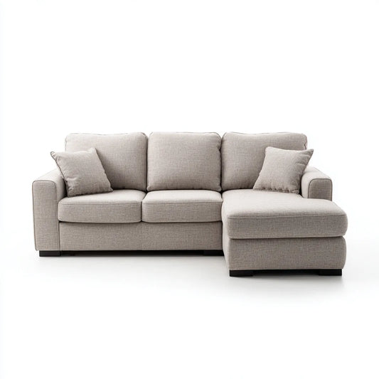 Sofa, Kanapa narożna z jasnoszarym zwrotnikiem 250 x 160 x 85 cm poliestrowy kształt L